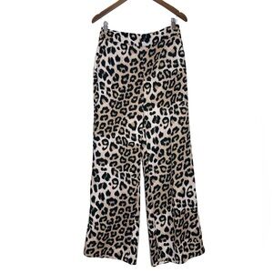 Banana Republic Leopard Print Wide-Leg Pants Animal Print Statement Trousers